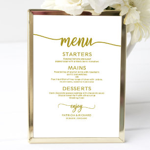 Hochzeitsmenü Signieren Rustikale Chic Gold Callig Poster