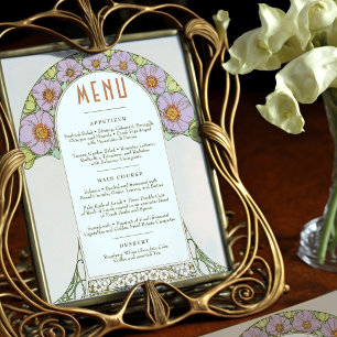Hochzeitsmenü Vintage Art Nouveau von Mucha Invita Einladung