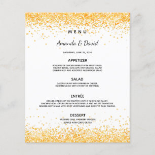 Hochzeitsmenü weißes Gold-Konfetti Budget Flyer