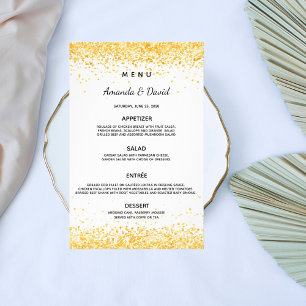 Hochzeitsmenü weißes Gold-Konfetti Budget Flyer