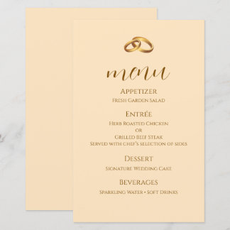 Hochzeitsmenükarte in Bronzeschrift