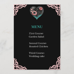 Hochzeitsmenükarte Quilled Herz Menükarte