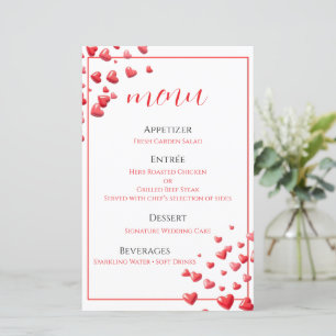 Hochzeitsmenükarte Soft Pink Hearts