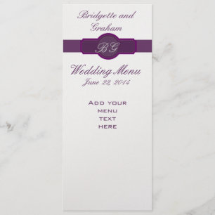 Hochzeitsmenükarten auf Silberpapier in Lila Menükarte