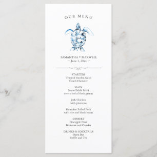 Hochzeitsmenüs Einfache Meeresschildkröte Menükarte