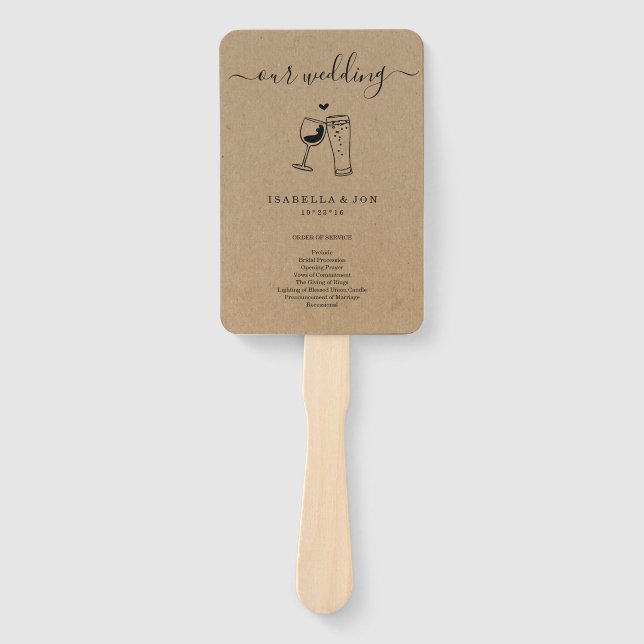 Hochzeitsmesse / Zeremonie Programm Fan - Wein & B Fächer (Vorderseite)