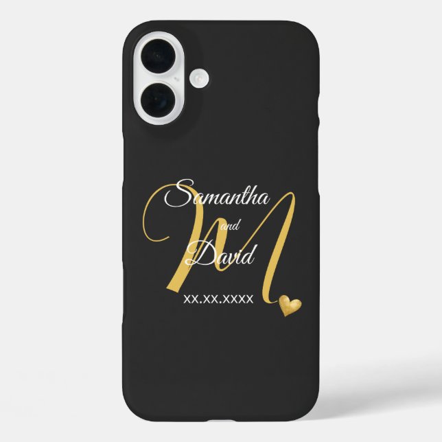 Hochzeitsmonogramm-Design mit Namen und Datum Case-Mate iPhone Hülle (Rückseite)
