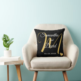 Hochzeitsmonogramm-Design mit Namen und Datum Kissen