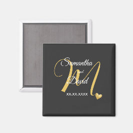 Hochzeitsmonogramm-Design mit Namen und Datum Magnet