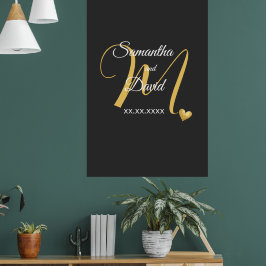 Hochzeitsmonogramm-Design mit Namen und Datum Poster