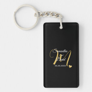 Hochzeitsmonogramm-Design mit Namen und Datum Schlüsselanhänger
