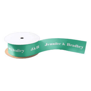 Hochzeitsmonogramm Elegant Jadeweiß Personalisiere Satinband