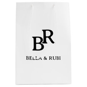 Hochzeitsmonogramm Elegante Minimalistische Gesche Mittlere Geschenktüte