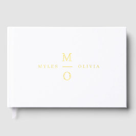 Hochzeitsmonogramm Elegantes Minimalistisches Gold Gästebuch