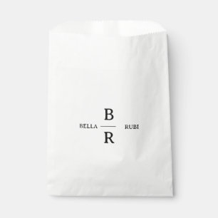 Hochzeitsmonogramm Elegantes Minimalistisches Weiß Geschenktütchen