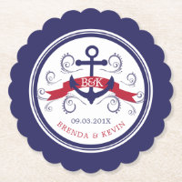 Hochzeitsmonogramm für rotes und marineblau Anker