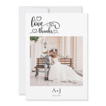 Hochzeitsmonogramm mit Herz Schrift Liebe und Dank