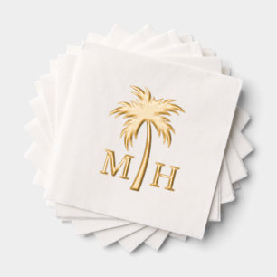 Hochzeitsmonogramm mit Palme Servietten Mit Folie