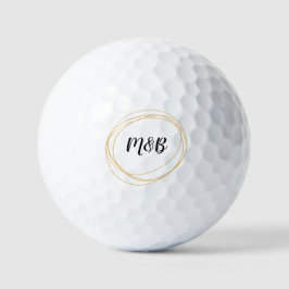 Hochzeitsmonogramm mit Schwarz-Gold-Thema Golfball