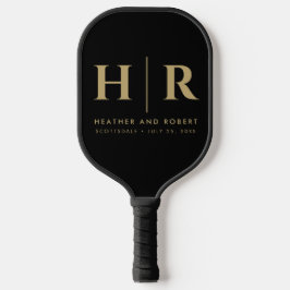 Hochzeitsmonogramm Moderne Braut und Bräutigam Pickleball Schläger