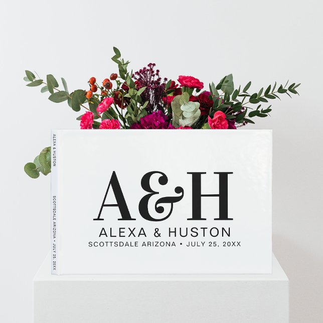 Hochzeitsmonogramm Schwarz/Weiß hoch entwickelt Gästebuch (Von Creator hochgeladen)