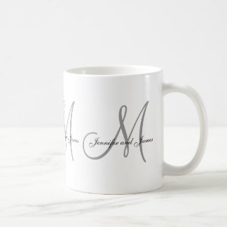 Hochzeitsmonogramm und Namen Geschenk Favor Tasse