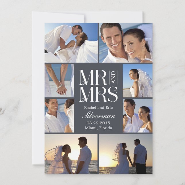 Hochzeitsmontage-Ankündigung - grau Einladung (Vorderseite)