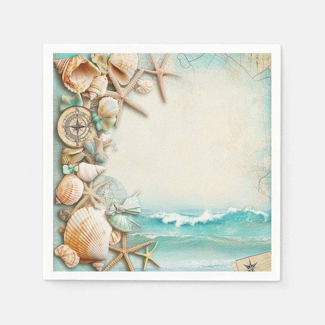 Hochzeitsmuscheln am Strand Serviette (Vorderseite)