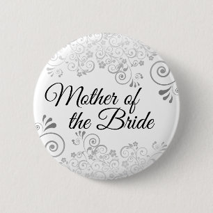 Hochzeitsmutter der Braut Silver Floral Filigree Button