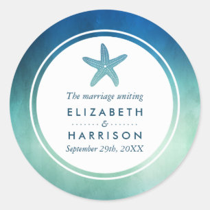 Hochzeitsnacht am Strand von Starfish Runder Aufkleber