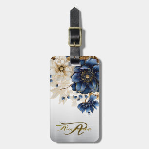 Hochzeitsnacht Blaues Goldenes Blütensilber Gepäckanhänger