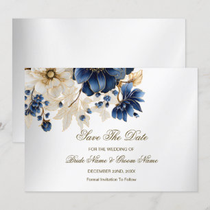 Hochzeitsnacht Blaues Goldenes Blütensilber Save The Date
