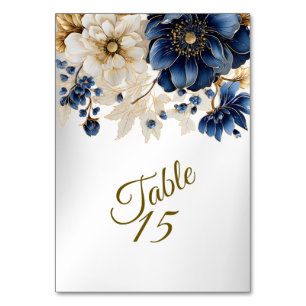 Hochzeitsnacht Blaues Goldenes Blütensilber Tischnummer