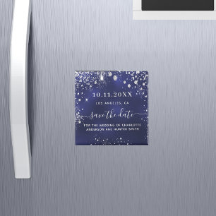 Hochzeitsnacht blaues Silber speichern Dattelmagne Magnet