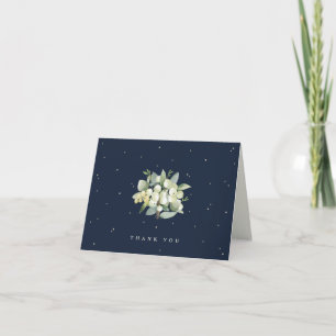 Hochzeitsnacht für Navy Snowberry+Eukalyptus Dankeskarte