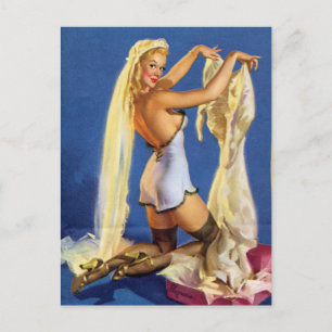 Hochzeitsnacht Pin Up Postkarte
