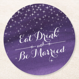 Hochzeitsnacht-Untersetzer mit Aquarellstern Runder Pappuntersetzer