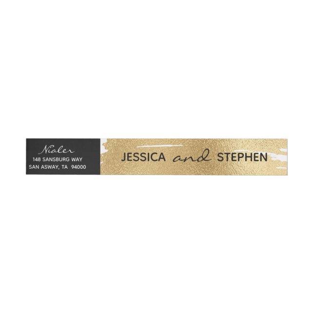 Hochzeitsnadel Wrap Label Elegant Gold & Schwarz (Person)