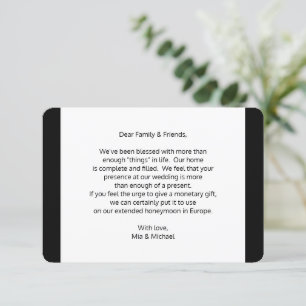 Hochzeitsnahrung für gutes Geld Begleitkarte