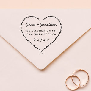 Hochzeitsnamen Herzkranz-Rücksendeadresse Gummistempel