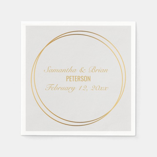 Hochzeitsnamen mit Goldwirkung Serviette (Vorderseite)