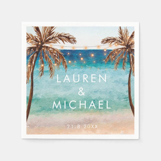 Hochzeitsnapkins am tropischen Strand Serviette (Vorderseite)