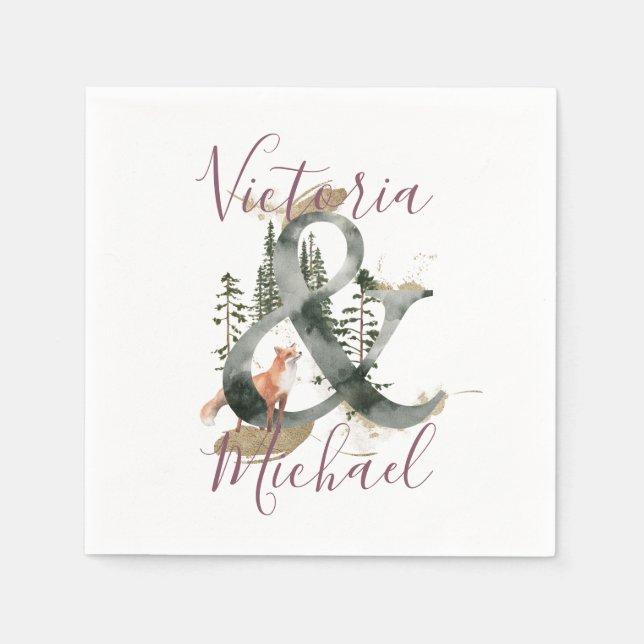 Hochzeitsnapkins im Wald von Watercolor Serviette (Vorderseite)