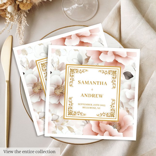Hochzeitsnapkins in Rosa Serviette (Elegant dusty pink watercolor wedding napkins)