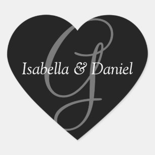 Hochzeitsnogramm-Monogramm-Siegel Herz-Aufkleber