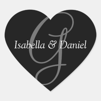 Hochzeitsnogramm-Monogramm-Siegel Herz-Aufkleber