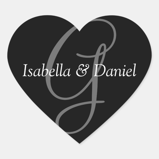 Hochzeitsnogramm-Monogramm-Siegel Herz-Aufkleber (Vorderseite)