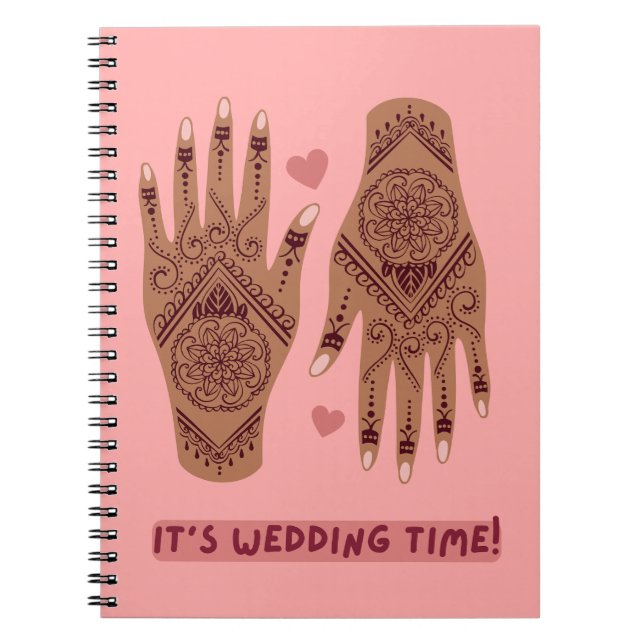 Hochzeitsnotebook mit henna handdesign notizblock (Vorderseite)