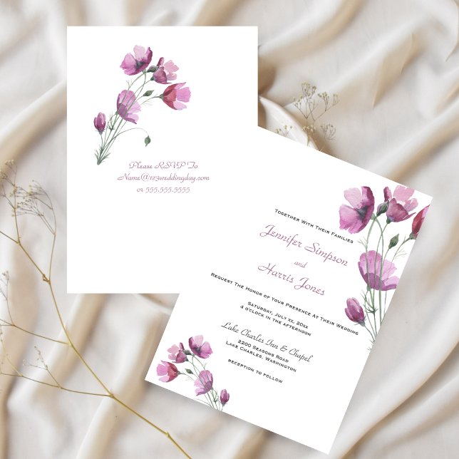 Hochzeitsoft Lila Petite Summer Floral Einladung (Wedding Soft Purple Summer Petite Flowers Invitation)