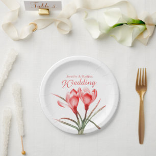 Hochzeitsorange-Krokuskunst mit Papierplatte Pappteller